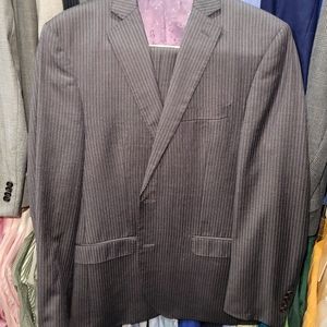 Tallia Mens 40L charcoal gray with purple pinstripe suit